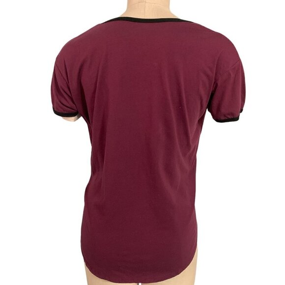 KISS Band Graphic Tee Rock Gods Ringer T-Shirt  2XL Burgundy #9D - Picture 4 of 5